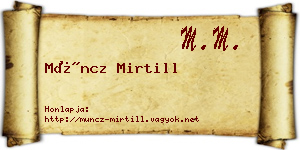 Müncz Mirtill névjegykártya